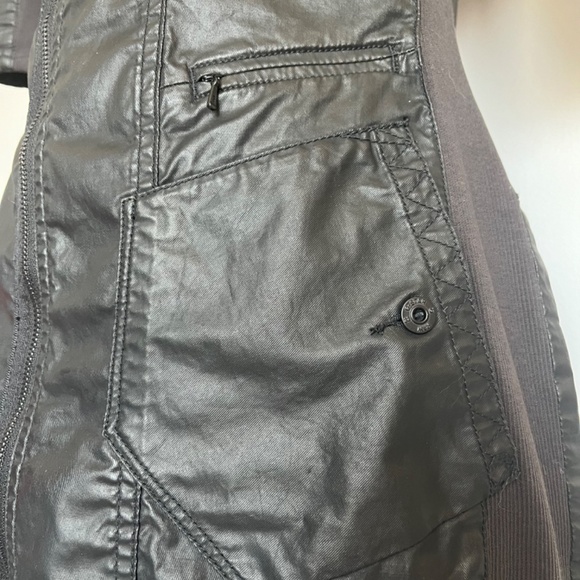 G Star Raw Steam Mini Mock Neck Coated Cotton Black Full Zip Short Sleeve Dress - Picture 7 of 14